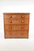A Victorian mahogany chest of drawers, two short over three long, 37½" x 18½", 37½" high