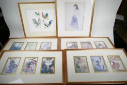 A set of twelve colour prints of flower fairies (in four frames), together with a colour print of of