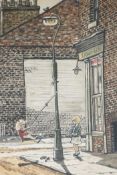 Northern English School, Children playing in a street, signed T. Allen, oil on board, 21" x 15"