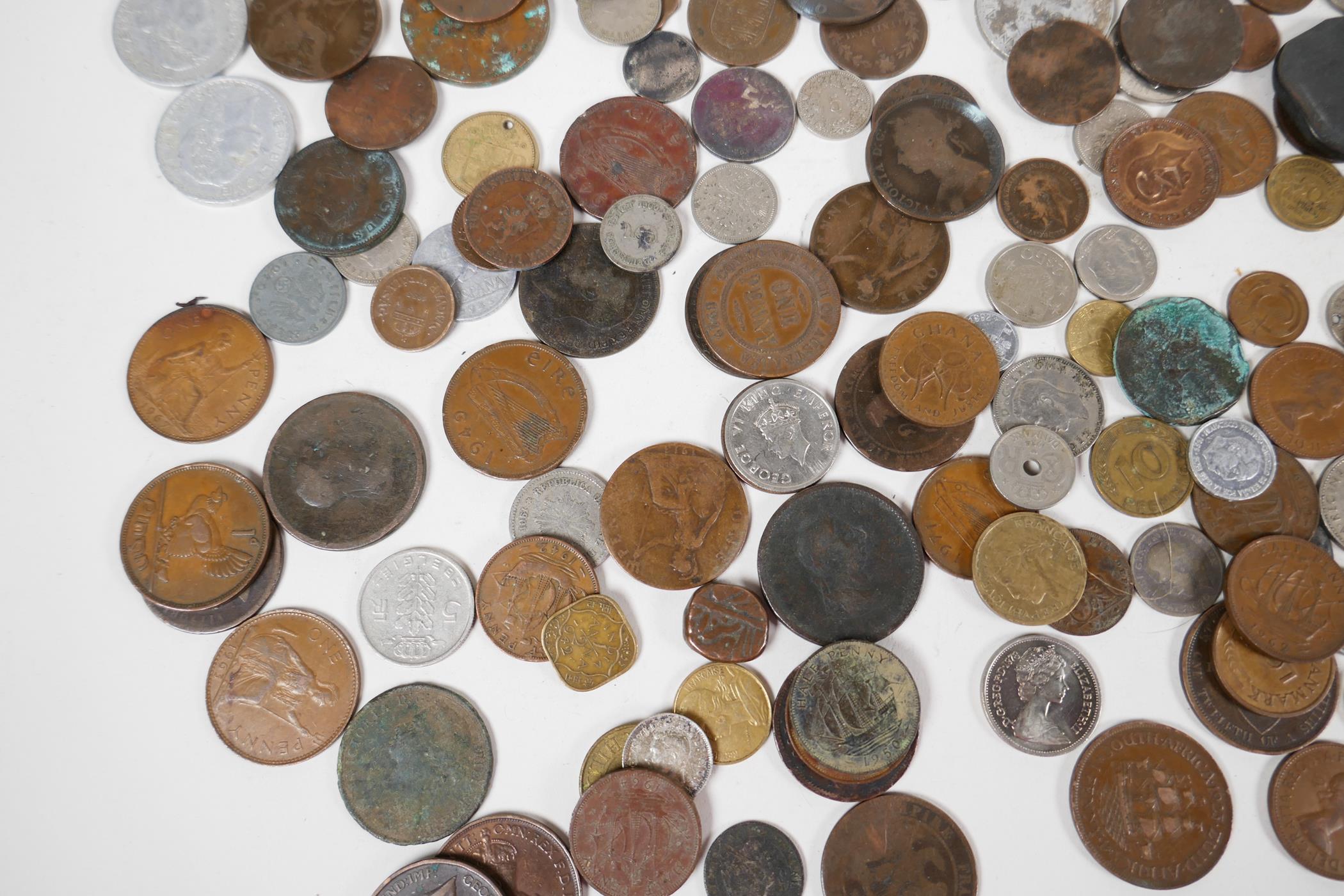 A collection of world coins, mostly C18th-C20th, British pennies, Georgian, South African, - Image 5 of 7