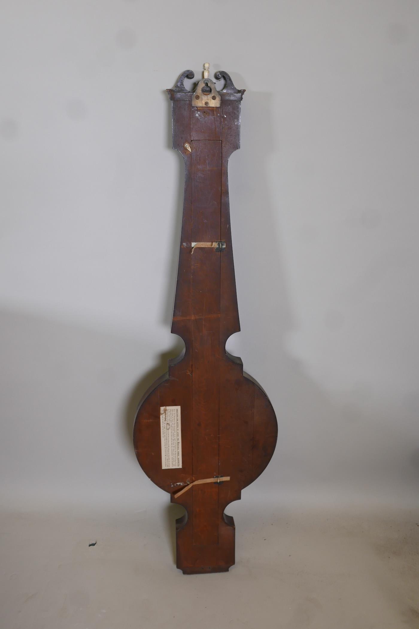 A C19th Regency flame mahogany banjo barometer by S. Calderara of London, 42" high - Image 5 of 5