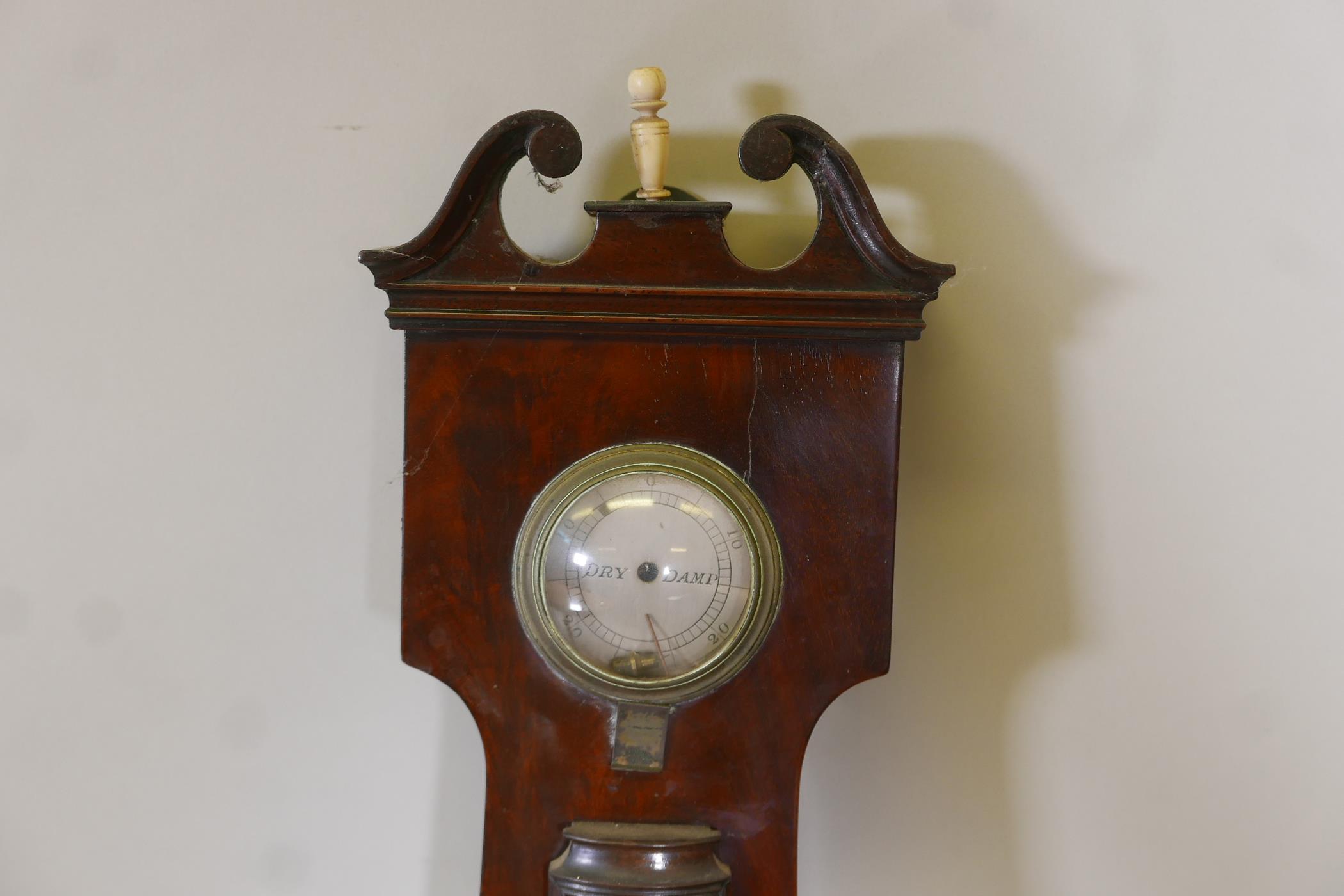 A C19th Regency flame mahogany banjo barometer by S. Calderara of London, 42" high - Image 3 of 5