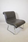 A Girsberger leather and chrome designed chair, 31" high