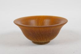 A Chinese turned faux horn bowl, 5½" diameter