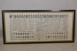 An C18th heraldic engraving, Carte Genealogique, de la maison de Courtenay, .....Tom 7. No.19a1, H.