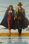 After Jack Vettriano, 'The Road to Nowhere', oil on canvas laid on board, 16" x 20"