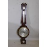 A C19th Regency flame mahogany banjo barometer by S. Calderara of London, 42" high