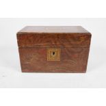 A C19th inlaid rosewood twin division tea caddy with brass details, 9" x 5", 6" high