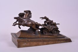 A 1967 Soviet Russian bronze sculpture of a Tachanka by the Monumentskulptura Factory in