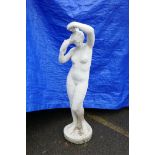 A painted concrete garden statue of Venus, 46½" high