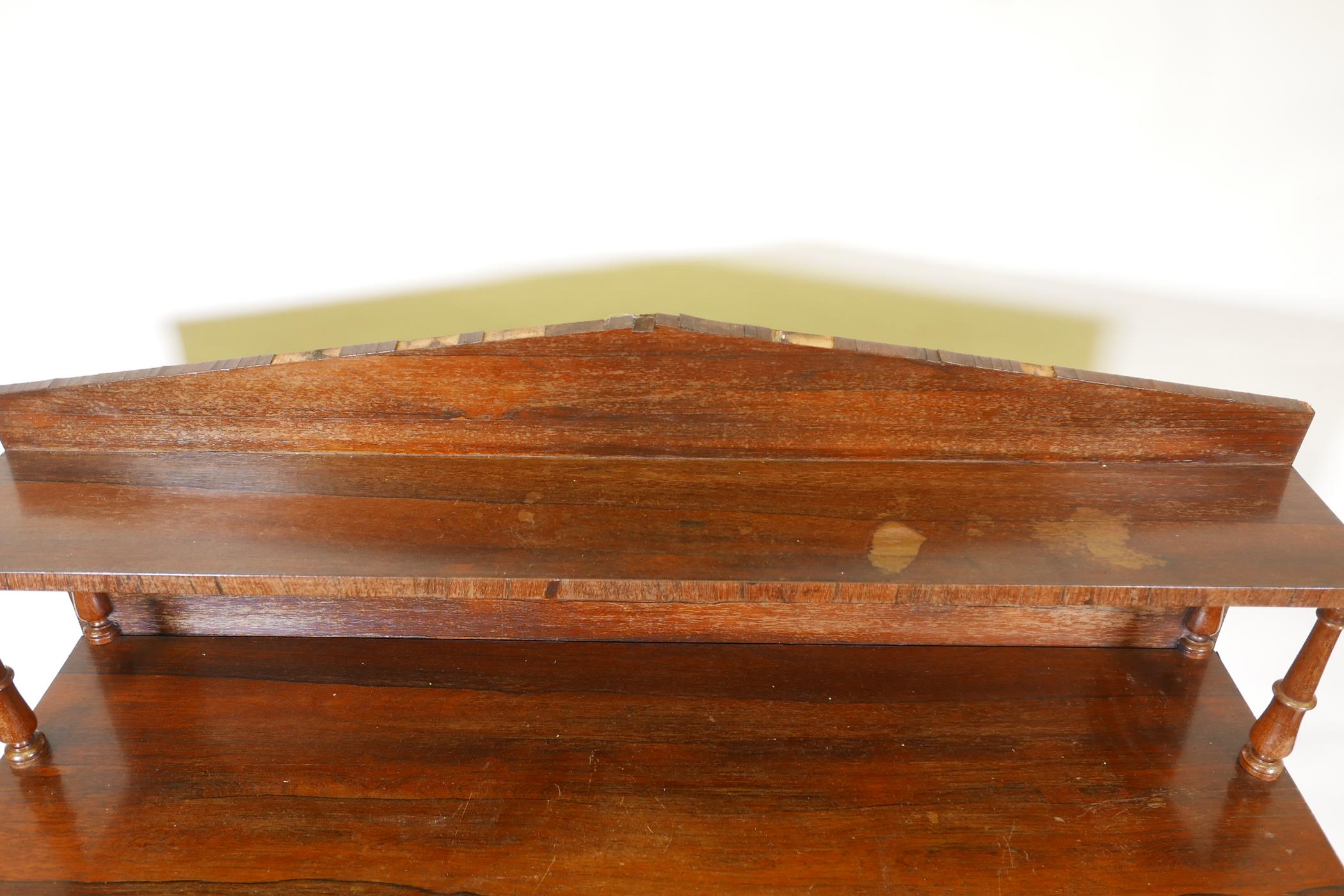 A Victorian rosewood chiffonier, with a single drawer over two doors flanked by columns, 46" x - Image 2 of 4