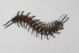 A Japanese Jizai style centipede with an articulated body, 6" long