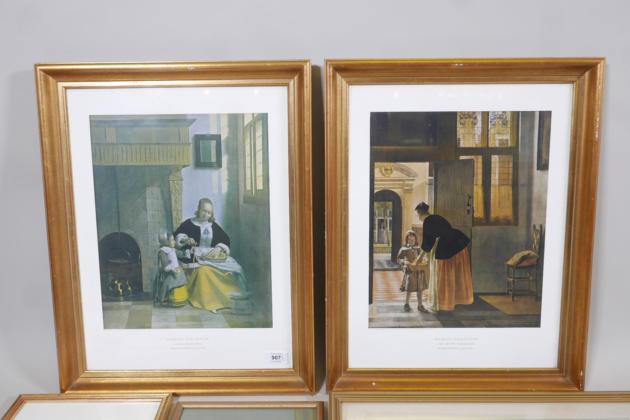 A quantity of prints in good gilt frames, including two Pieter de Hooch (Dutch, 1629-1683), 'A woman - Image 2 of 4