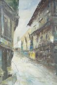 The Shambles, York, signed indistinctly, oil on canvas, 16" x 20"