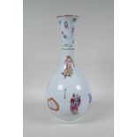 A Chinese famille rose porcelain slender necked vase decorated with four Immortals, seal mark to