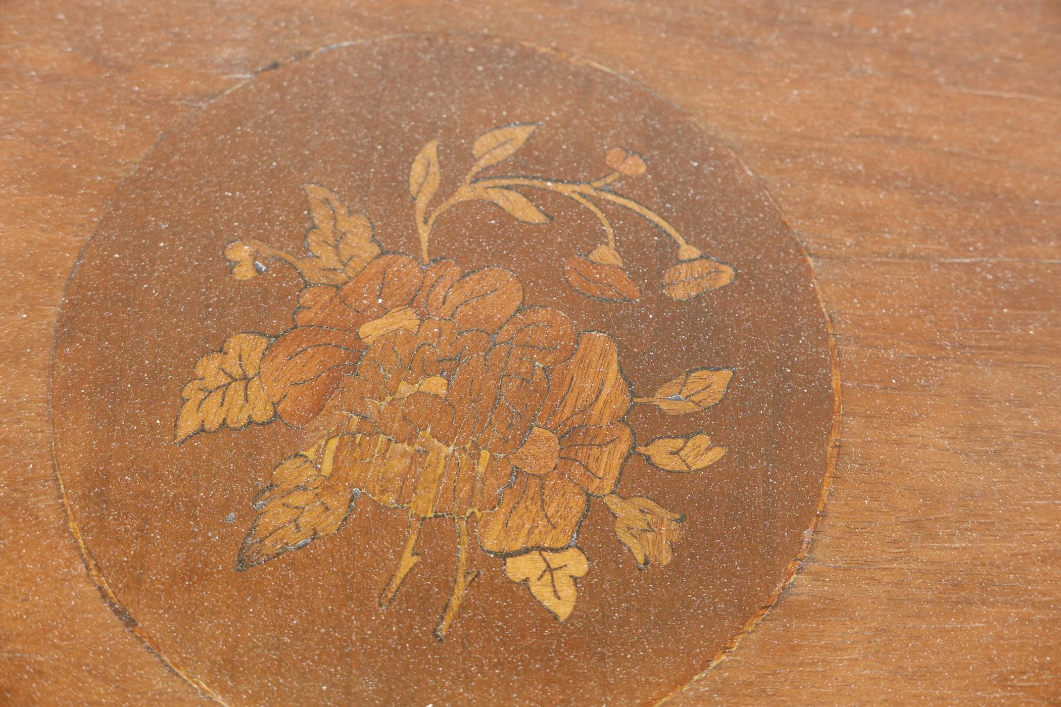 A Victorian walnut workbox with lift up top and pierced basket, raised on a turned column and carved - Image 3 of 5