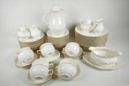 A Rosenthal 'Classic' part dinner and tea service with cream glaze and embossed decoration