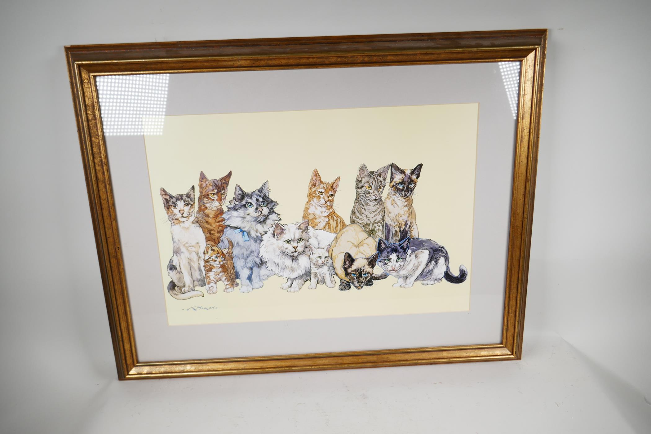 A framed and glazed colour print of cats, 20" x 13" - Image 4 of 4