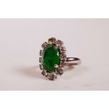 A Christian Dior green crystal set ring, size 'M'