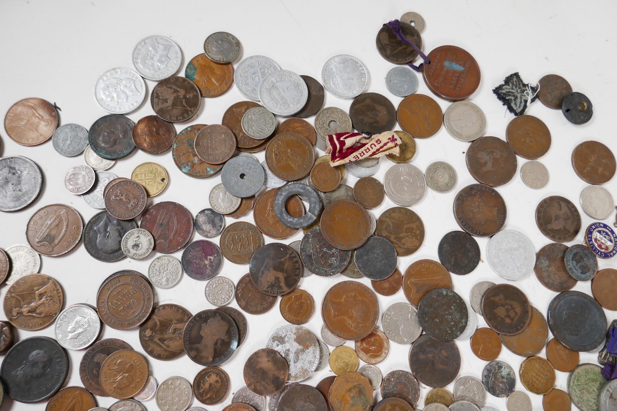 A collection of world coins, mostly C18th-C20th, British pennies, Georgian, South African, - Image 6 of 7