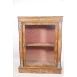 A Victorian figured walnut pier cabinet, with boxwood inlaid decoration and gilt brass mounts,