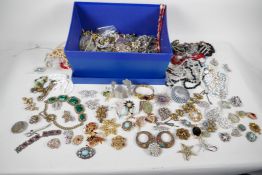 A box of good quality vintage costume jewellery