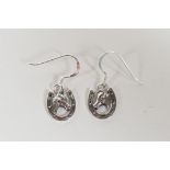 A pair of 925 silver horseshoe drop earrings