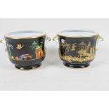 Two Paris porcelain urn shaped vases, one decorated with animals, birds and flowers the other having