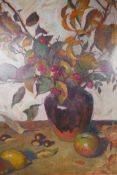 Thomas Stuart Milner (British, 1909-1969), 'Still Life of Autumn Fruits and Leaves', signed lower