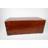 A brass bound mahogany box for restoration, 22" x 10" x 9"