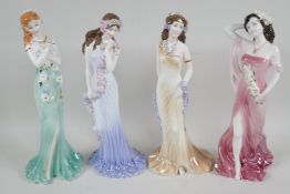 A collection of four limited edition Coalport figures, 'Emerald', 'Sapphire', 'Topaz' and 'Ruby',