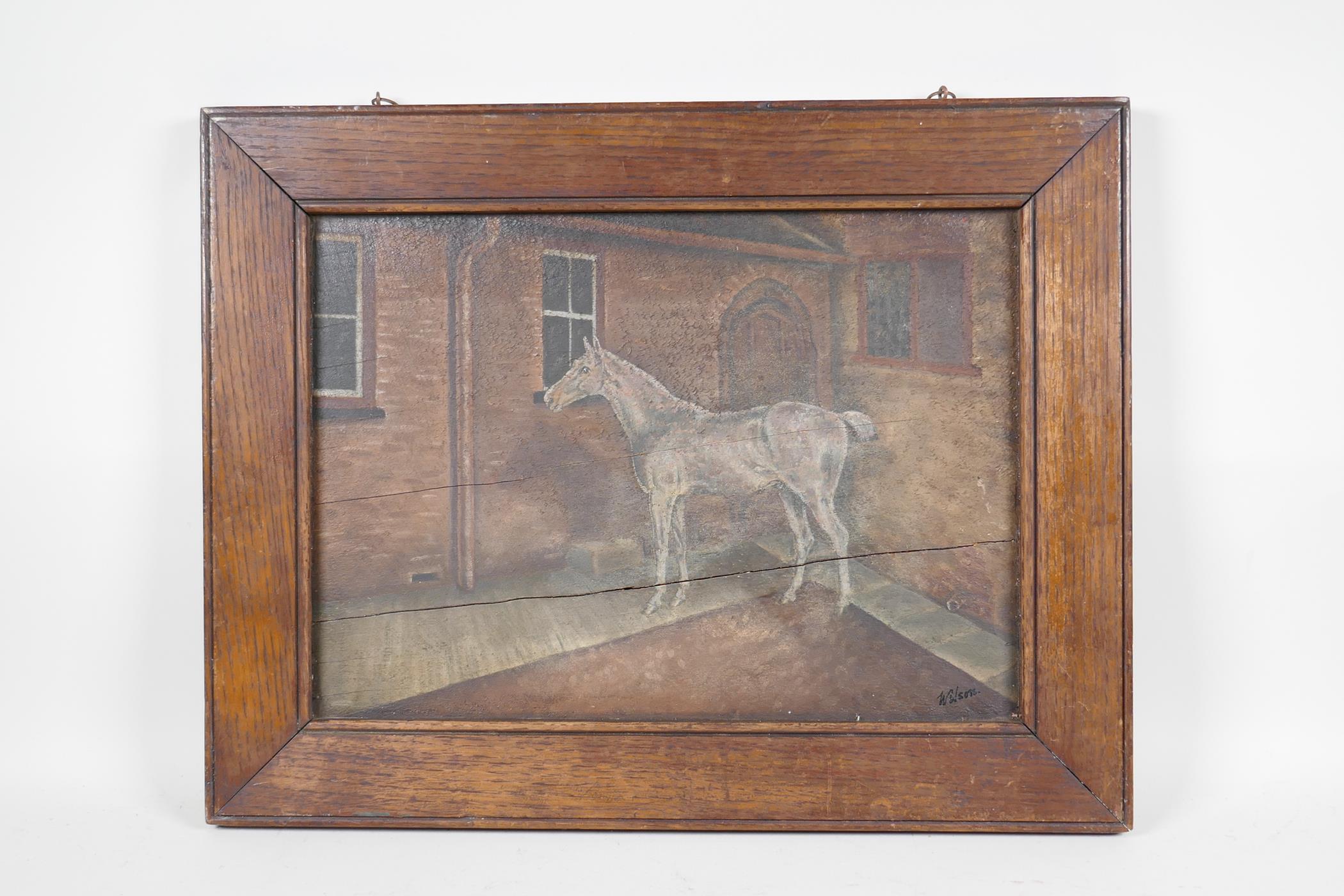 A two sided equestrian portrait, in an oak frame, the horses named indistinctly, C19th, oil on - Image 5 of 6