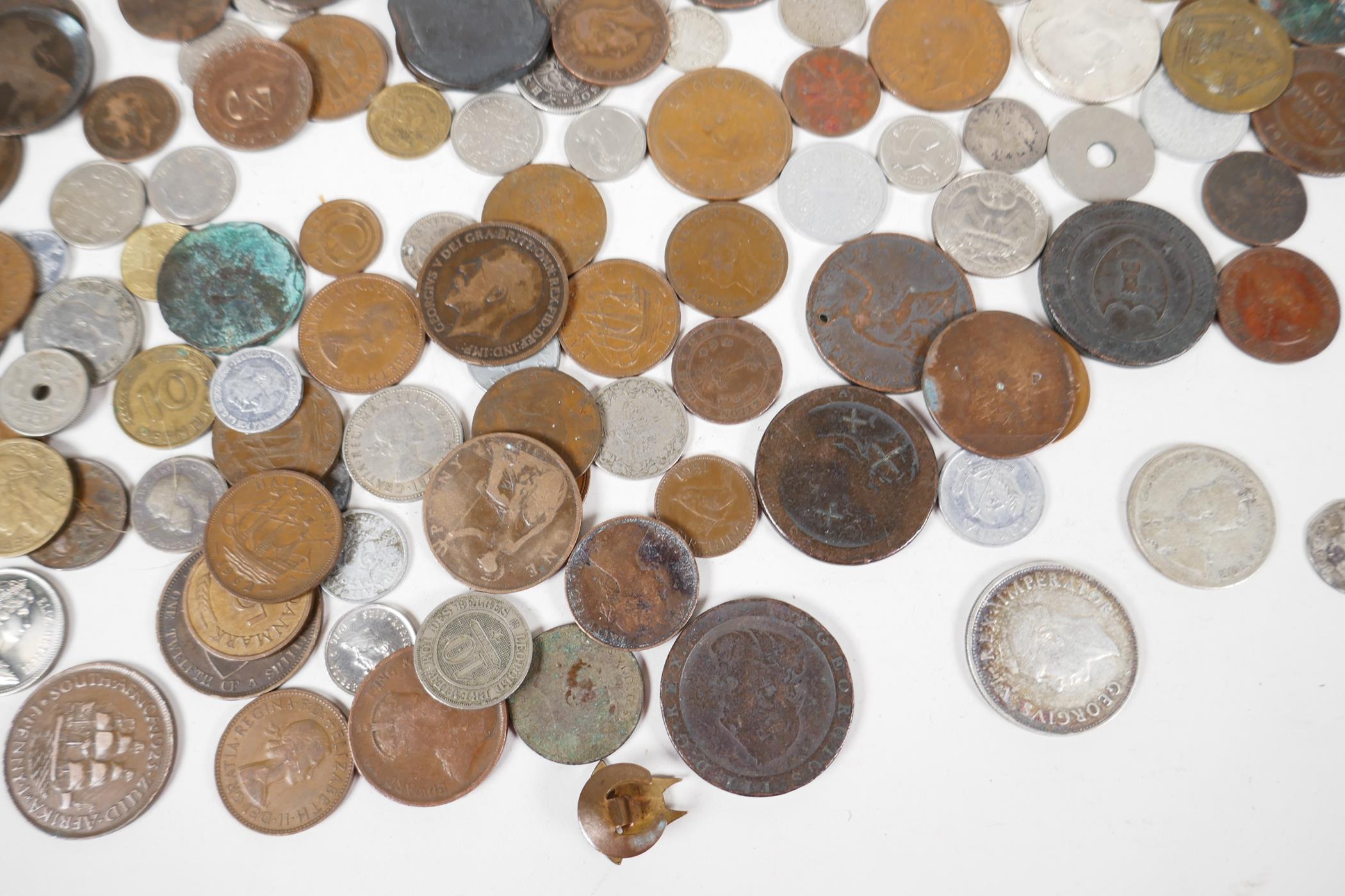 A collection of world coins, mostly C18th-C20th, British pennies, Georgian, South African, - Image 4 of 7