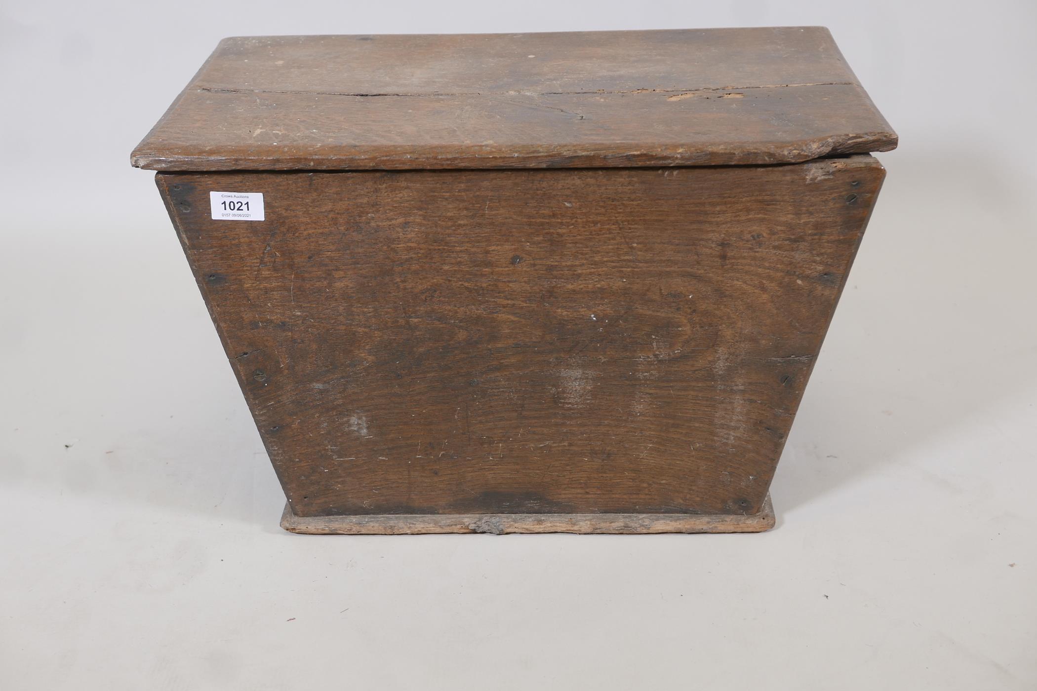 A C19th oak bin with cover, 22" x 13" x 12" - Image 2 of 3