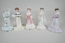 A collection of five limited edition Coalport porcelain figures from the Golden Age series, '