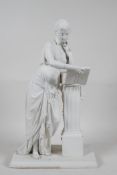 A painted spelter figure, A/F, 13" high