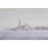 A colour print of Venice lagoon, Morning mist San Georgio, by Ilana Richardson, 28" x 20½"