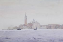 A colour print of Venice lagoon, Morning mist San Georgio, by Ilana Richardson, 28" x 20½"