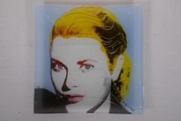 A Rosenthal 'Studio-Line' glass dish with Andy Warhol decoration, 12" x 12"