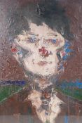 An Impasto portrait, signed verso L Rossoff, oil on board, 16" x 24"