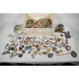 A box of good quality vintage costume jewellery