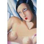 After Tamara de Lempicka, La Chemise Rose, oil on canvas laid on board, 17" x 21"