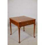 An American walnut single drawer side table, 24" x 24" x 24"