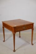 An American walnut single drawer side table, 24" x 24" x 24"