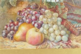 Fruit on a mossy bank, signed Hunt, C19th watercolour, 11" x 15"