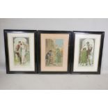 Three Victorian colour prints of courting couples including 'Love's Awakening' after Sydney