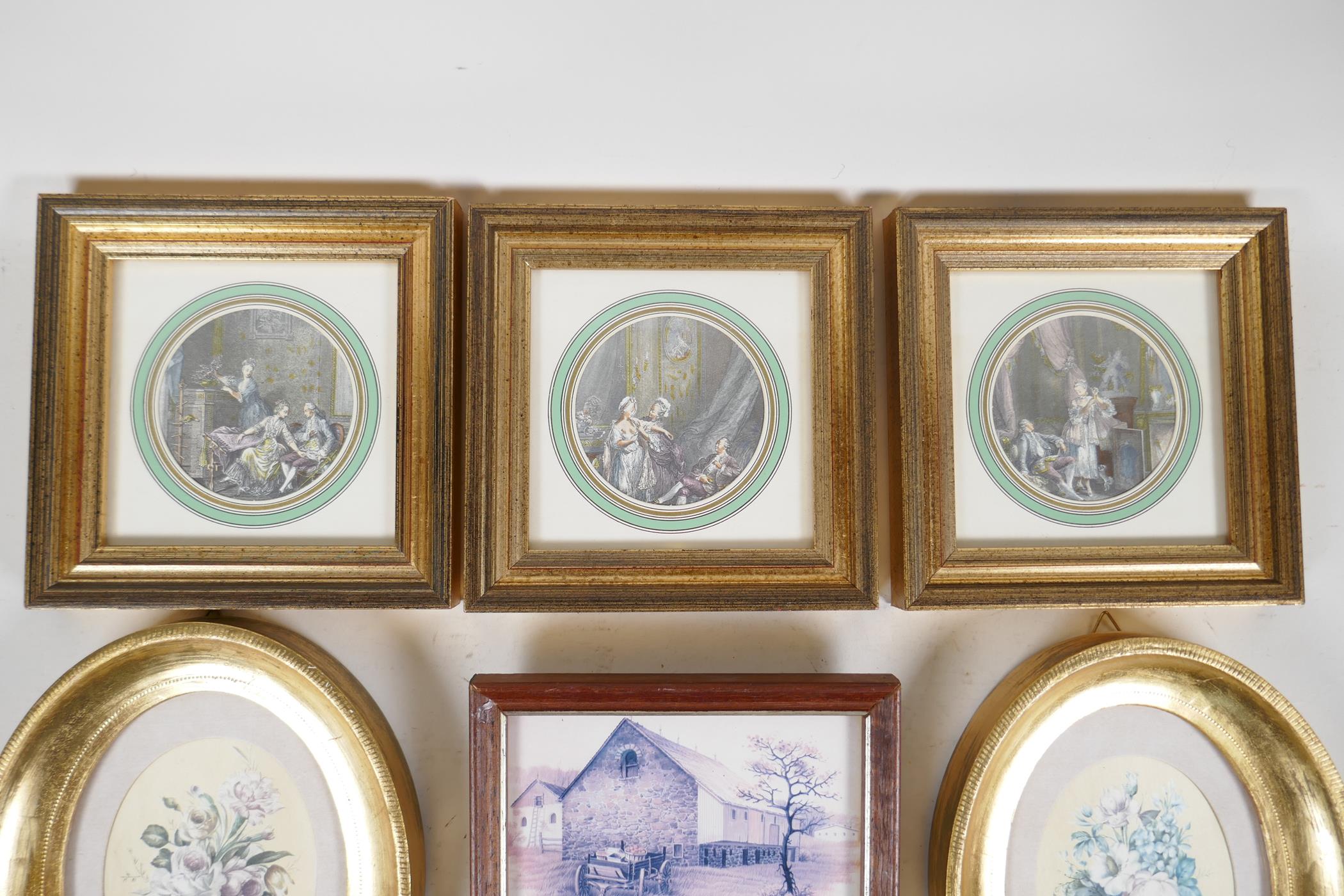 A quantity of good quality small gilt picture frames, four made in Florence, ovals, squares and - Image 2 of 4