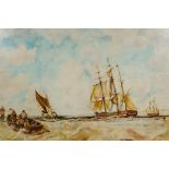 Van Barth, shipping off the coast, Dutch maritime scene, oil on panel, 85, unframed, 18½" x 13½"