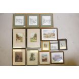Thirteen prints and etchings in frames, in a variety of sizes, some signed (A/F)