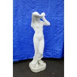 A painted concrete garden statue of Venus, 45" high